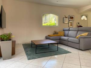 沙西约Villa individuelle - CHASSIEU的带沙发和咖啡桌的客厅