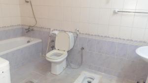 麦地那Madinah Anbariah的浴室配有卫生间、浴缸和水槽。