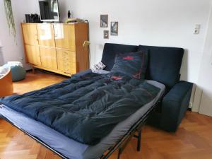班贝格Gundis Gästezimmer的带沙发的客厅内的一张床位
