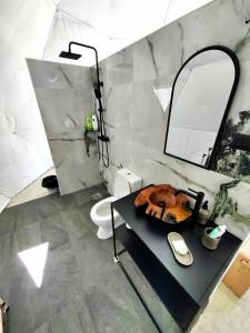 ZEN Relaxing Village的一间带水槽、卫生间和镜子的浴室