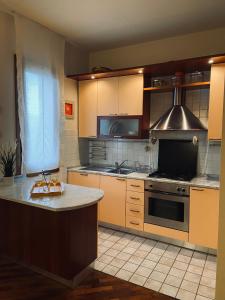 芬奇La Casina di Nonno Enzo的厨房配有水槽和炉灶 顶部烤箱