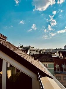布雷根茨Wohnen über den Dächern von Bregenz的市景建筑屋顶