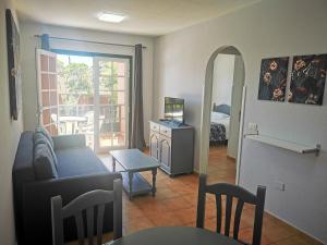 洛思坎加约斯圣安东尼奥绿洲公寓的客厅配有沙发和桌子