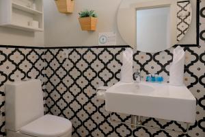 阿尔坎塔里利亚Vicente Home的一间带水槽、卫生间和镜子的浴室
