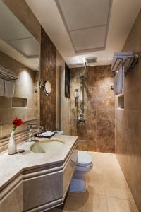 达曼Beach View Hotel的一间带水槽和卫生间的浴室