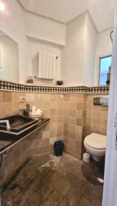 Dar Mimoun BeyLa Maisonnette Turquoise的一间带卫生间和水槽的浴室
