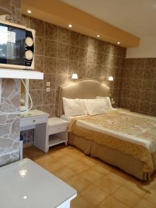 阿尔戈斯托利翁Ionian residence的一间卧室配有一张床和一台电视。