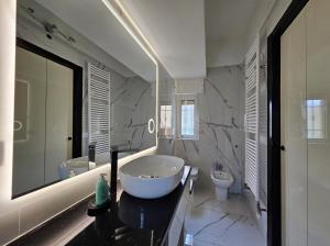 米兰Spazioso appartamento con terrazzo Navigli , Bocconi IULM NABA的一间带水槽和卫生间的大浴室