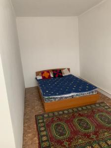 乔尔蓬阿塔Guest House的小房间的小床,铺着地毯