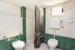 布多尼Casa Isabella的绿色和白色的浴室设有卫生间和淋浴。