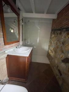 苏安塞斯Posada El Valle - Adults Only的一间带水槽和石墙的浴室