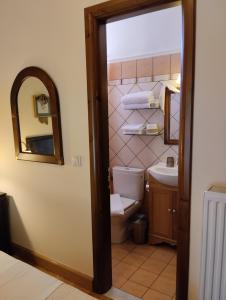 卡尔派尼西翁瓦伦蒂尼旅馆的一间带卫生间、水槽和镜子的浴室