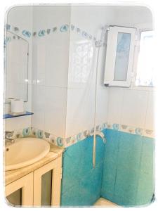 西迪·布·赛义德Cosy Duplex" Sidi Bou Said "的一间带水槽和淋浴的浴室