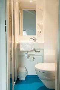 特鲁瓦SmartAppart Troyes的一间带卫生间、水槽和镜子的浴室