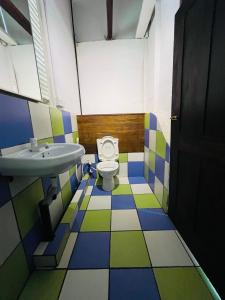 希克杜沃TheLakeHostel的一间带水槽和卫生间的浴室