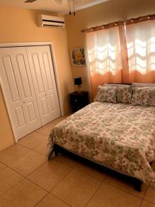 拿骚Paradise Haven的一间卧室设有床、窗户和门