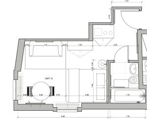 苏黎世Cozy Studio Apartment Unit 12 in Center of Zurich的房屋的平面图