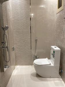 海米斯穆谢特فندق pulse للأجنحة الفندقية的一间带卫生间和淋浴的浴室