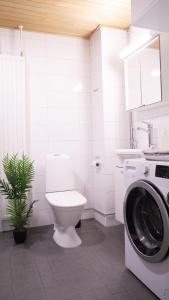 奥卢Lovely 2R apartment的一间带卫生间和洗衣机的浴室