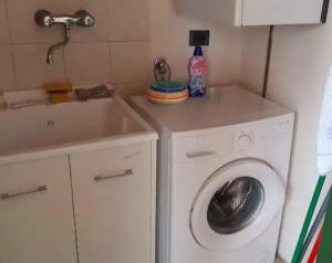 Rodengo SaianoCasa Giulia的小厨房配有洗衣机和水槽
