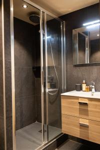 莫尔济讷IMMODREAMS - La Cabane的带淋浴和盥洗盆的浴室