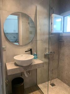 弗尔卡利特萨公寓的浴室配有盥洗盆和带镜子的淋浴
