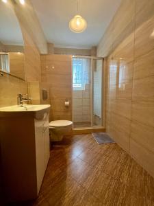 亚斯塔尔尼亚Willa Dominik 2的浴室配有卫生间、盥洗盆和淋浴。