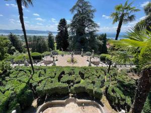 科麦里奥Antica dimora Villa Tatti-Tallacchini的种植了灌木、树木和棕榈树的花园