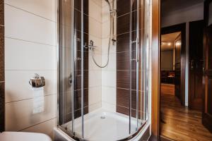 扎科帕内Apartament pod Nosalem的带淋浴和浴缸的浴室