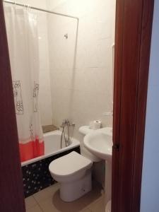 洛斯克里斯蒂亚诺斯Apartamentos Vista Bahia的一间带卫生间和水槽的浴室