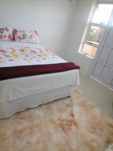 德班Glenwood的卧室配有一张床,靠窗有地毯