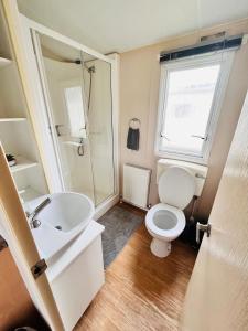 ParkestonLola’s Caravan. Your home away from home.的一间带卫生间和水槽的小浴室