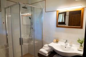 西维尔诺瓦·马尔凯La Capparuccia的一间带水槽和玻璃淋浴的浴室