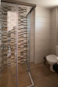 库鲁塔Apanemo Kourouta Luxury Double Room的带淋浴和卫生间的浴室
