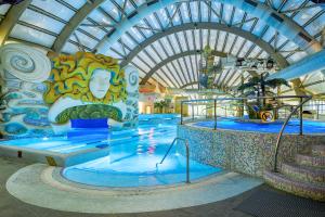 德鲁斯基宁凯德鲁斯金卡列图维Spa大酒店的一个带游泳池的主题公园的水滑梯