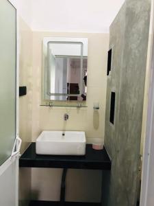 韦利格默Roshan Villa的一间带水槽和镜子的浴室