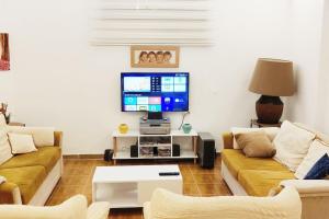 马尔马里斯Arslan Villa with Pool的带沙发和电视的客厅