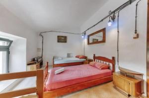 巴尔White Scale Agroturizmo的一间卧室配有两张床和镜子