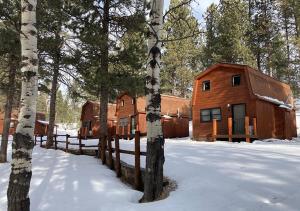 利德Trailshead Lodge - Cabin 4的雪中树林中的小木屋
