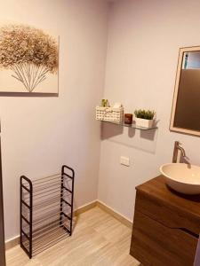 La PlayaMini Casa Campestre Privada的浴室配有盥洗盆、镜子和台面