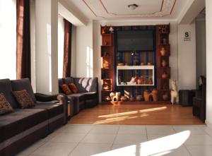 普诺CESAR'S HOTEL PERU的带沙发和电视的客厅