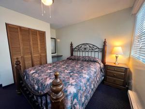 艾伯尼港雷德福德汽车旅馆的一间卧室配有一张床、一个梳妆台和一扇窗户。
