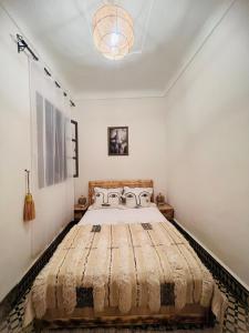 马拉喀什Peekaboo Hostel的一间卧室,卧室内配有一张大床