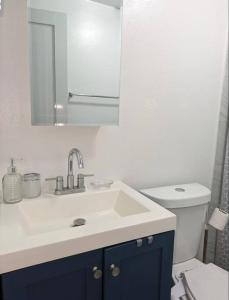 阿雷西博Family-Home-Workplace-Peace的一间带水槽、卫生间和镜子的浴室