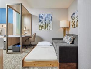 芝加哥SpringHill Suites by Marriott Chicago Chinatown的配有一张床和一张书桌的酒店客房