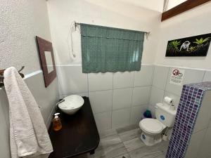 卡维塔Mono Azul Cahuita的一间带卫生间和水槽的小浴室