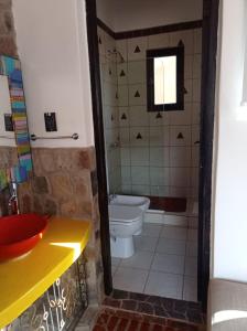 普尔马马尔卡Hostería Aguas Coloradas的一间带卫生间和水槽的浴室