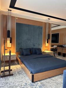 布哈拉Hotel Bukhara的一间卧室配有一张床和一台电视