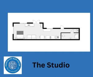 克里基厄斯THE STUDIO PORTHYRAUR的带有标志的一室公寓图表