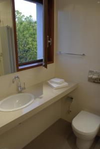 布尔马当萨利苏尔酒店的一间带水槽和卫生间的浴室以及窗户。